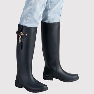 Coach Riley Women Rain Boots Black Knee High Water Resistant Tall Outdoor US 5 B
